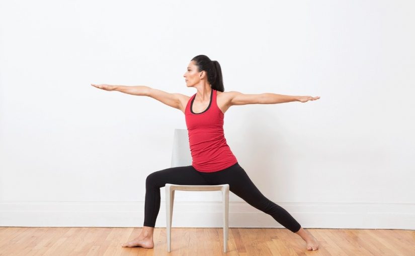 Extended Warrior II Pose With Chair